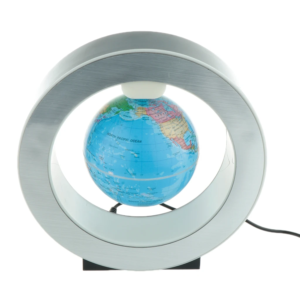 O-Shaped Holder Magnetic Levitation Floating World Map Globe Home Desktop Decorative Crafts with LED Light US Plug