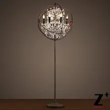 Реплика промышленная лампа FOUCAULT'S ORB прозрачный торшер с кристаллами рустикальный, железный, Блеск
