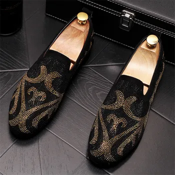 

italian shoes men classic coiffeur wedding shoes men elegant loafers men brand shoes rhinestone sepatu slip on pria ayakkabi