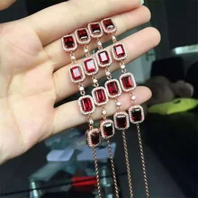 Haleigha Rectangle Red Garnet January Birthstone Gentle Jewelry Boutique Engagement 925 Sterling Silver Bracelet for Women