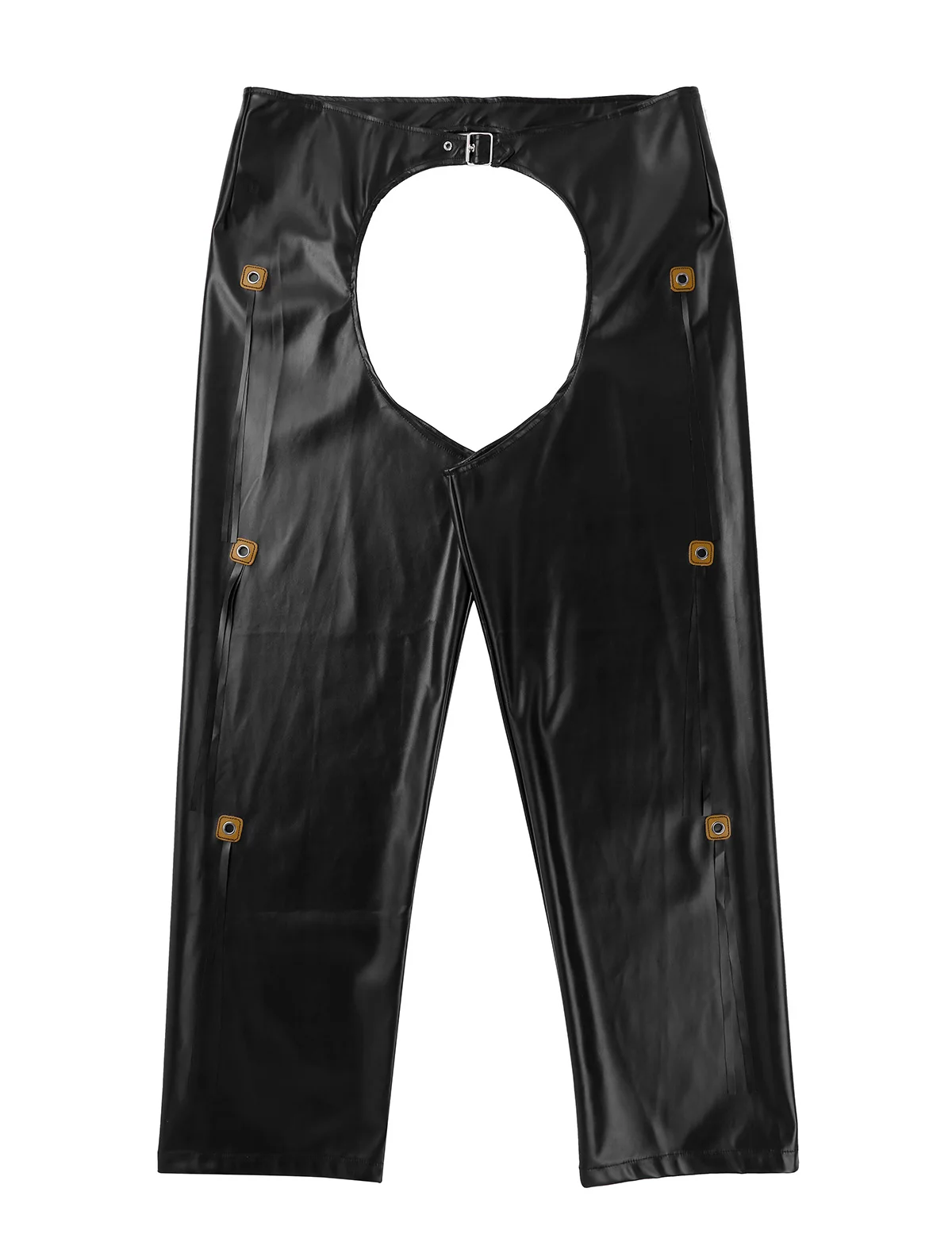 Мужские ковбой Дикого Запада сексуальный клубный костюм экзотические брюки Sissy Crotchless Chaps с бахромой детали пряжки свободные длинные брюки