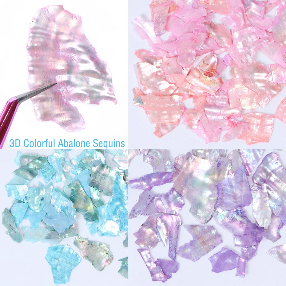 1 Box 3D Nail Sequins Colorful Abalone Shell Marble Irregular Nail Art Broken Slice Glitter Flake DIY Manicure Holographic LA791 (4)