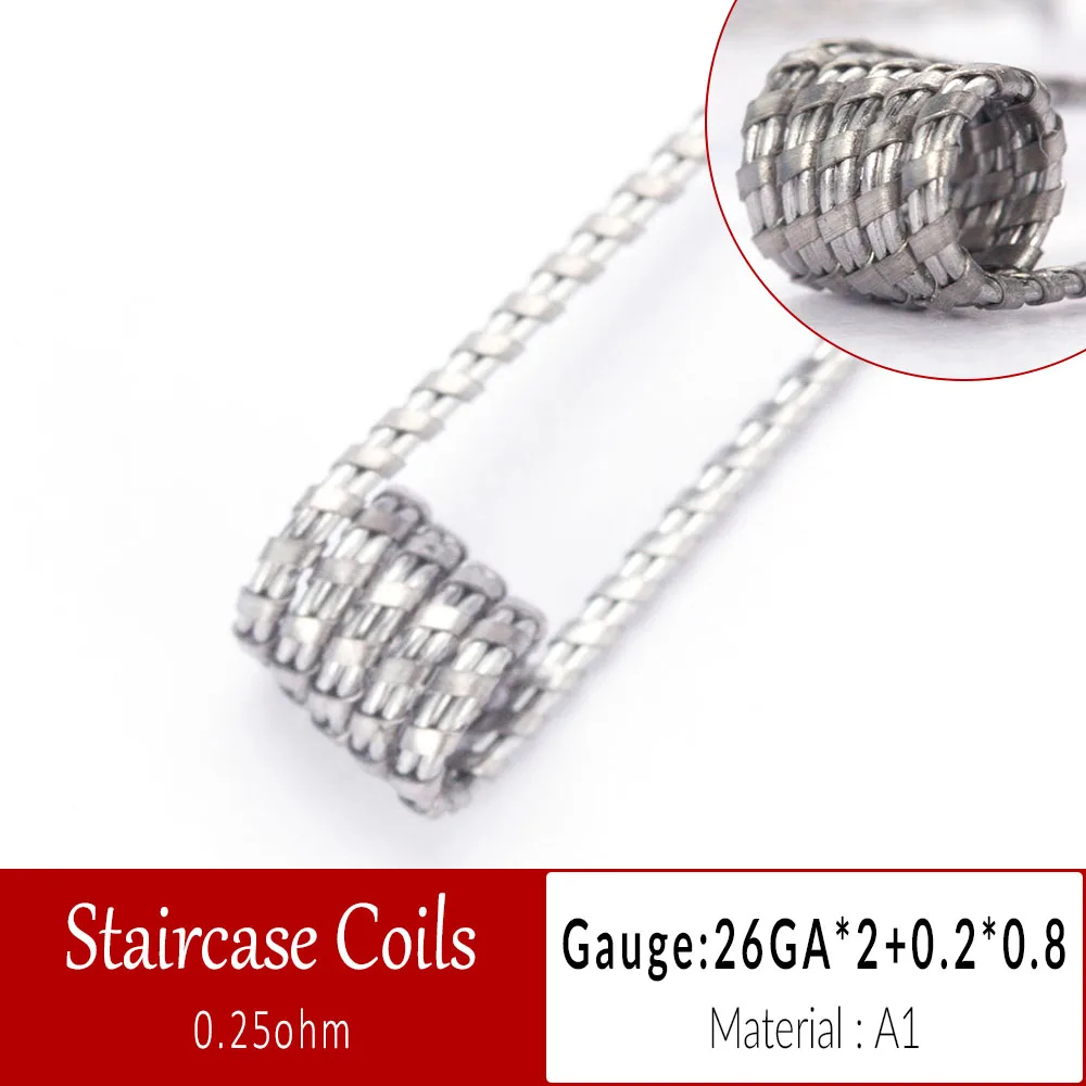 Staircase Катушки отец 10 шт./кор. Alien Clapton Flat Twisted Fused Clapton с сопротивлением Quad Тигр нагрева электронная сигарета провод готовые катушки - Цвет: Staircase