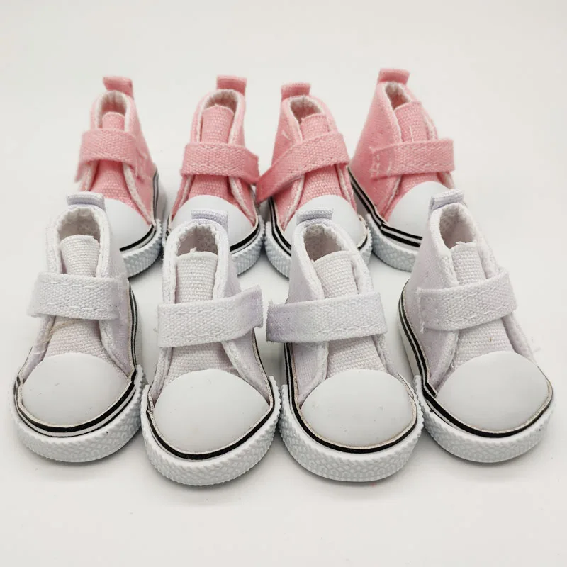

20Pairs/lot Pink White Russian Doll Shoes 5CM Canvas Shoes Doll