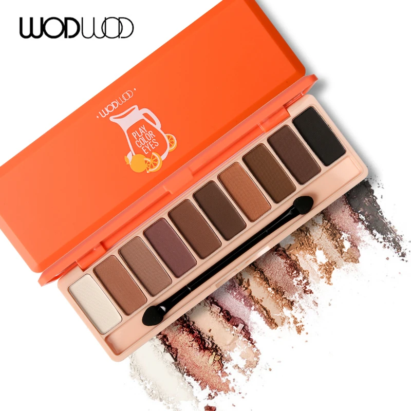 WODWOD 10 Color Nude Matte Eyeshadow Palette High Pigment with Brush Mirror Eyeshadow Kit Makeup Shimmer Natural Smooth Shadows