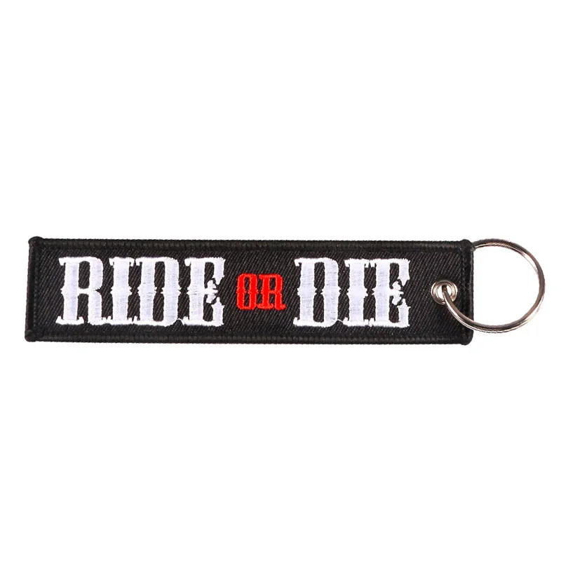 Помпоном ride Or Die брелок для мотоциклов и автомобилей брелки Porte Clef Emboridery буква, брелки для ключей, авиационный брелок автомобиля Keytag llavero