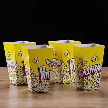 

30 Pcs Disposable Popcorn Box Paper Cup birthday party wedding Cinema Market Square Popcorn Barrel Popcorn Box blue Custom
