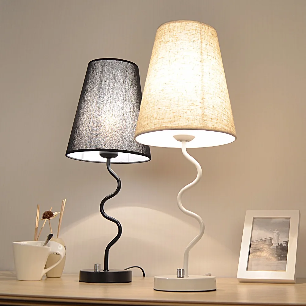 

Modern Style Table Lamp 20*52cm E27 Metal Textile White/Black Lampsade Desk Light For Study Room Bedroom WTL018