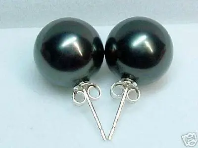 

Free Shipping 6 colors Charm 12mm white pink gray black brown yellow sea shell pearl stud earrings