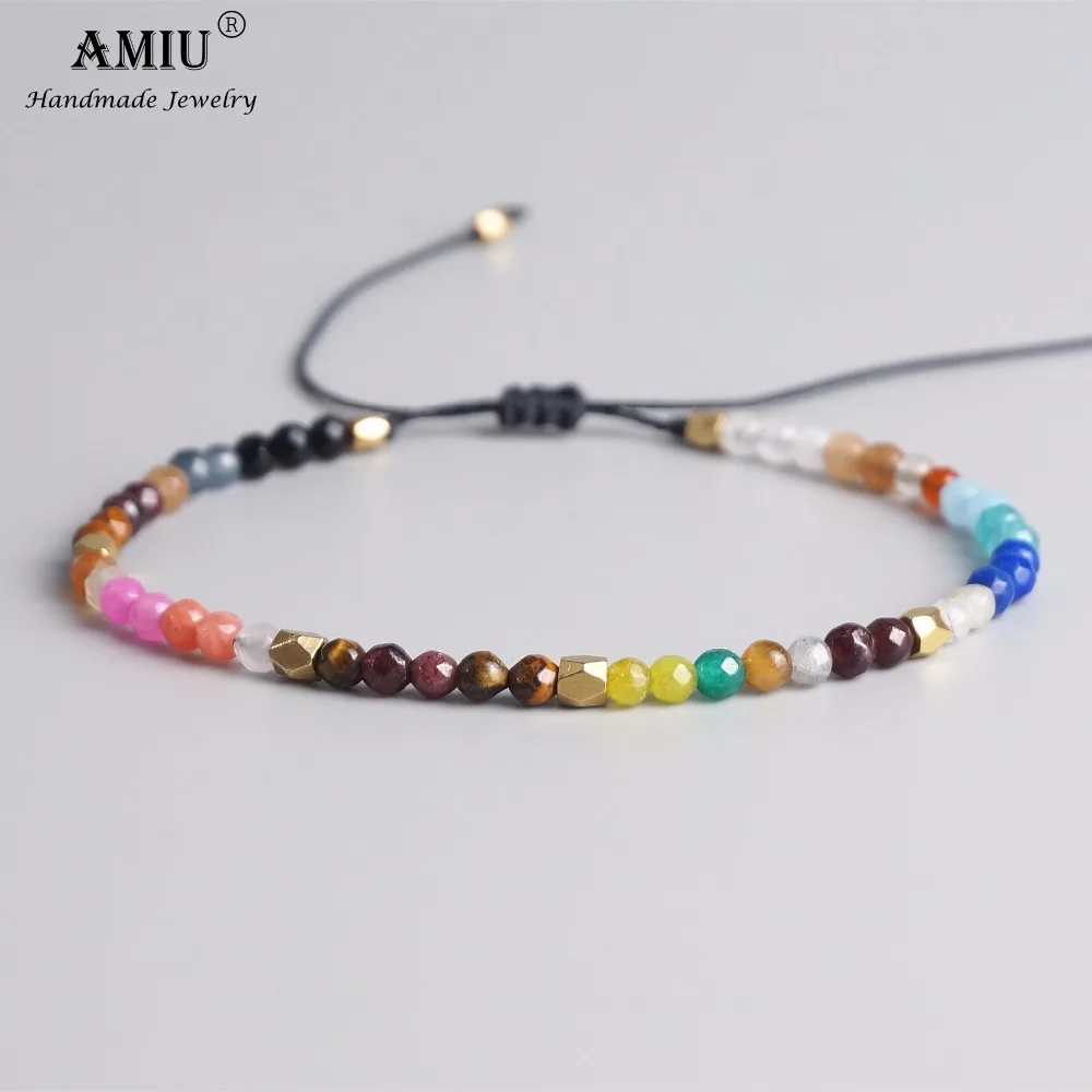 AMIU 12 Созвездие счастливый натуральный камень простой браслет бусы регулируемый браслет голливудский Кристалл бисером браслеты в богемном стиле