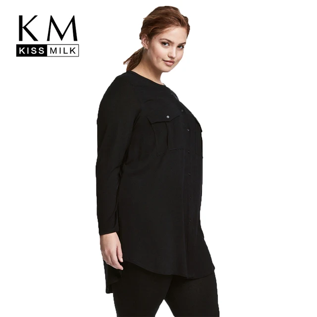 kissmilk women plus size button down two pockets front shirt long plus size button down blouses