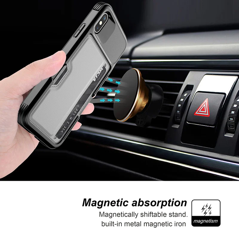 

Shockproof Phone Case for Iphone XS MAX XR X/XS 6s/7/8 6P/7P/8P Cese Card Phone Case Can Put Bank Card / Bus Card Magnetic