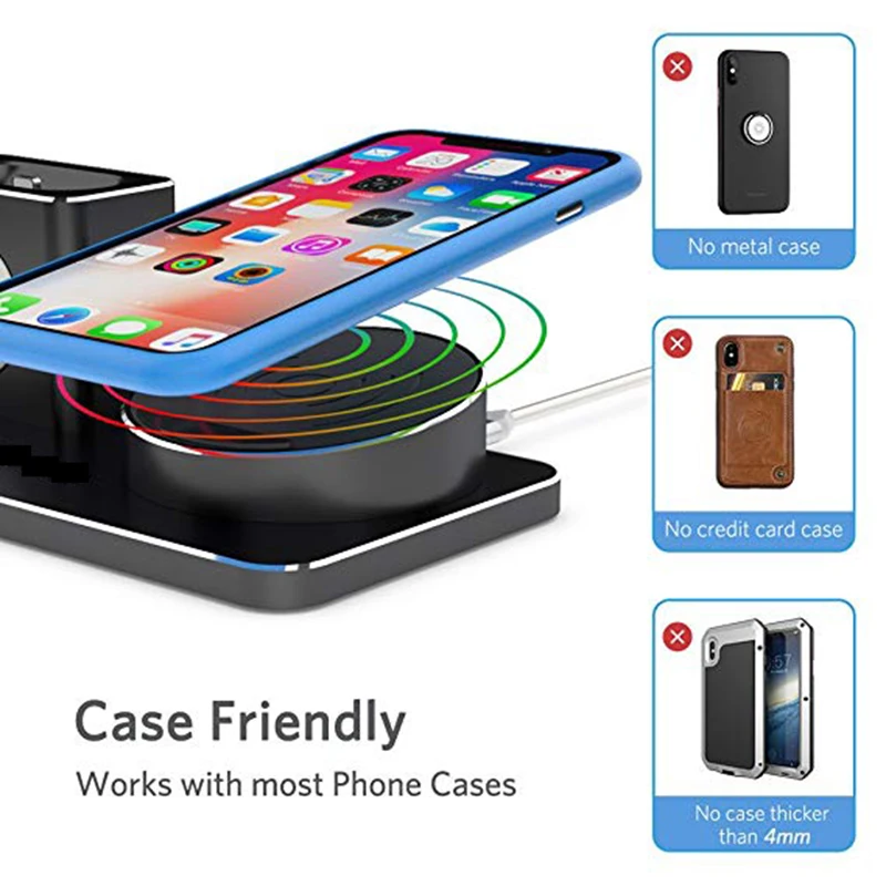 QI для iphone xs xiaomi mi 9 samsung Беспроводная Индукционная Быстрая зарядка 3 в 1 QC3.0 10 Вт подставка для зарядного устройства