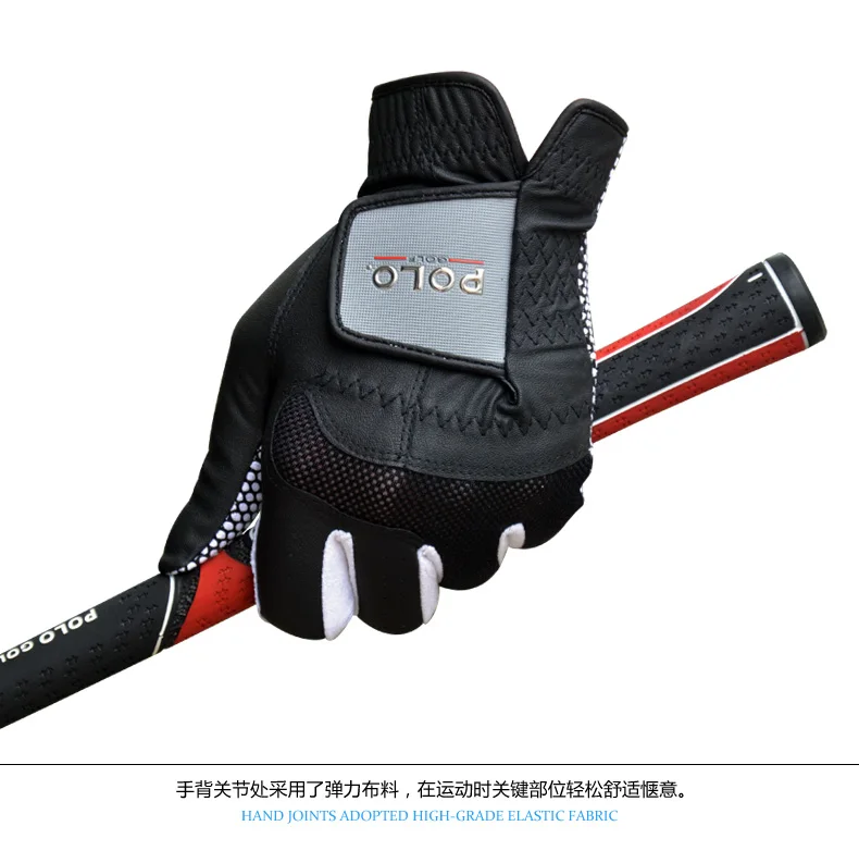 POLO Golf кожи полиуретановые перчатки Для мужчин спортивные мягкие дышащие левая рука гольф перчатки противоскользящие перчатки Аксессуары для гольфа 3 шт./лот