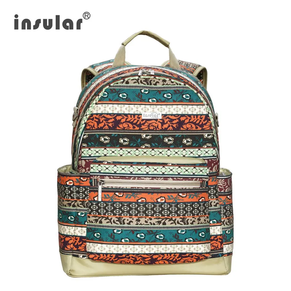 

INSULAR Mother Bag 5 Colors Multifunctional Large-Capacity Expectant Bohemia Backpack With Double Shoulder Belts Portable