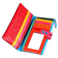 Women Wallet Genuine Leather Female Purse Leather Long Zipper Coin Purse Card Holder Money Clutch Hand Wallets 1