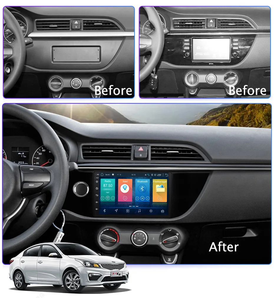 Discount 10.1 INCH 2.5D IPS HD multi-touch screen Android 8.1 2G RAM 32G ROM NAVI  For KIA K2 2016-2018 with Bluetooth USB WIFI SWC 1