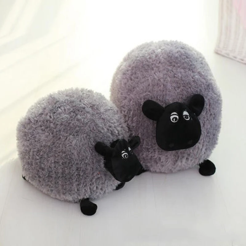 1x 20/30cm Funny Cute Sheep Pillow Cushion Plush Toys Soft Comfort Cushion Stuffed Dolls Baby Kids Cartoon Gift White/Gray