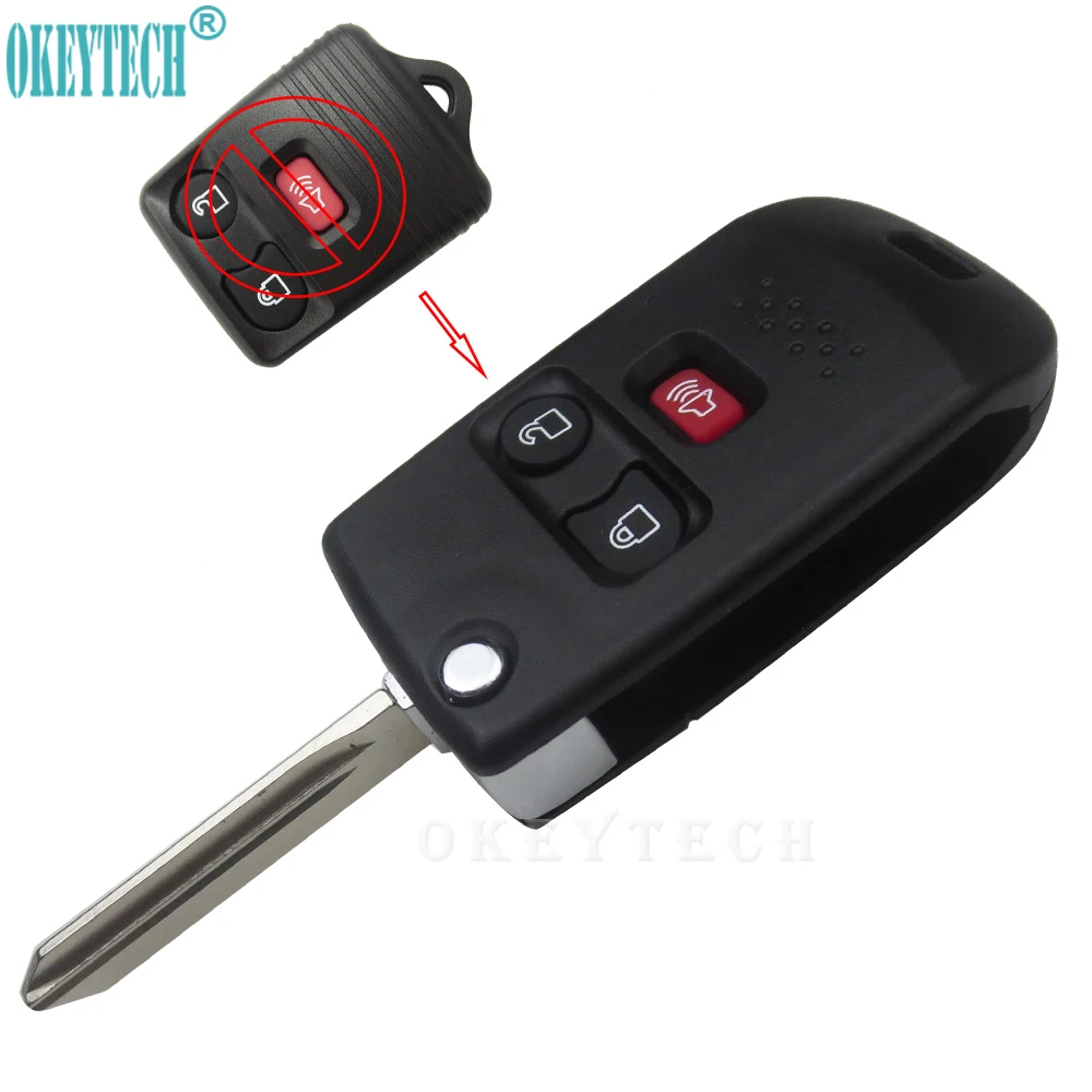 

OkeyTech good quality 3 buttons flip modified key shell replacement car key case cover new styling For Ford free shipping
