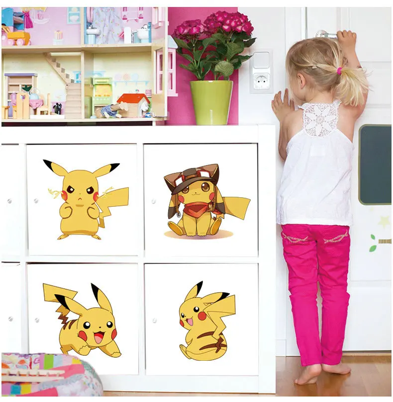 

% 6077 Hot Popular game Cartoon movie cute Pokemon monster wall stickers Pikachu kids bedroom living room decor diy home decals