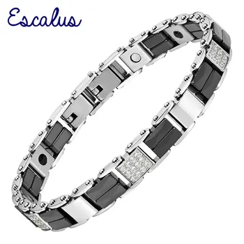 

Escalus Ceramic Crystals Link Chain Health Magnetic Women Bracelet Stainless Steel Wristband Bracelets Charm Jewelry Bangle