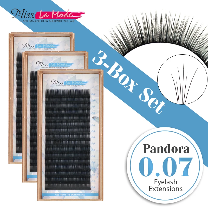 

3pcs/lot 3D-6D Pandora Volume Eyelash Extensions different length Mixed Length in One Lash Strip Fancy Packing Lash Box