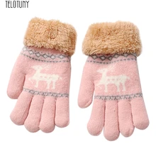 Теплые Рождественские перчатки из плюша и бархата TELOTUNY; Милые плотные Рождественские перчатки с олененком для мальчиков и девочек; зимние теплые перчатки; Z0828
