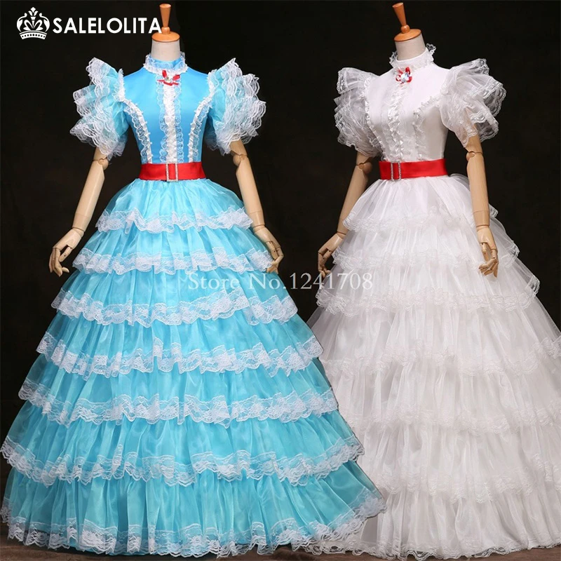 Blau Weiss Multi Schicht Rokoko Barock Marie Antoinette Renaissance Prinzessin Kleid Historische Viktorianischen Zeitraum Kleid Fur Damen Dress For Dress For Ladymarie Antoinette Aliexpress