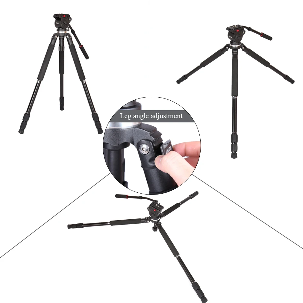 DHL Free JY0509A Professional Tripod Aluminum Alloy Camera Tripod with Fluid Drag Head DSLR Tripod for