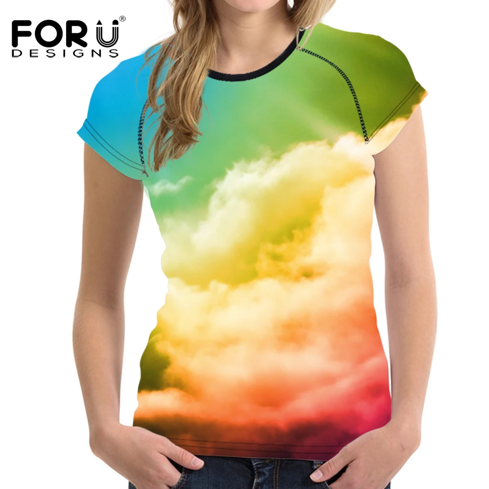 Модная женская футболка FORUDESIGNS в стиле харадзюкуса с 3D принтом пейзажа