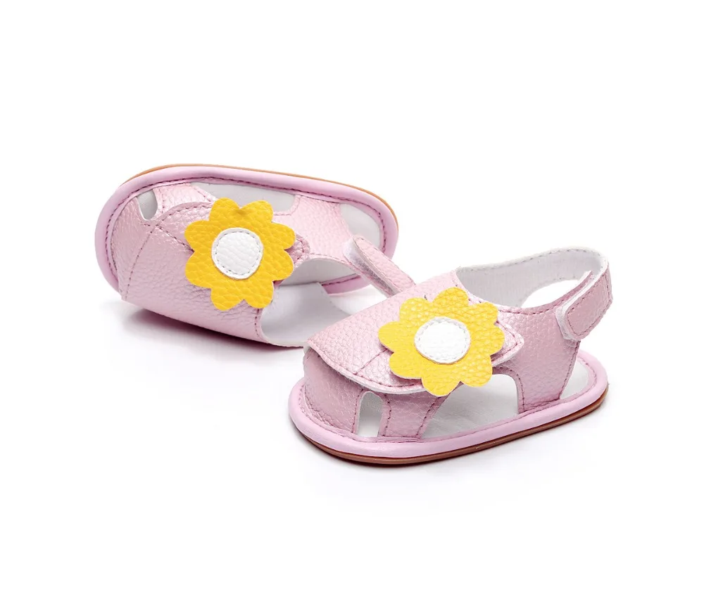 Новинка 2019 года, летние сандалии с цветочным узором для маленьких девочек, сандалии с резиновой подошвой, обувь для первых шагов, сандалии