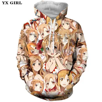 

YX Girl Harajuku Womens Clothes Outfits 3d Print Pullover Anime Girl Hoodies for Women Men Streetwear Unisex Tops plus size