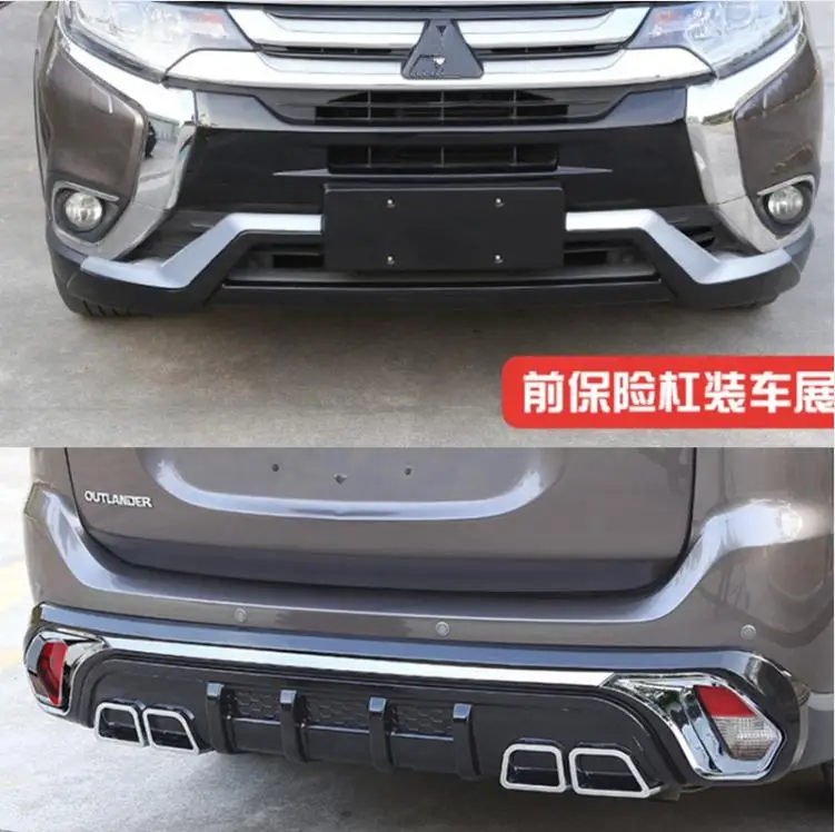 Free shipping,High Quality Car styling Plastic Front+Rear Bumper Guard Protector For Mitsubishi Outlander