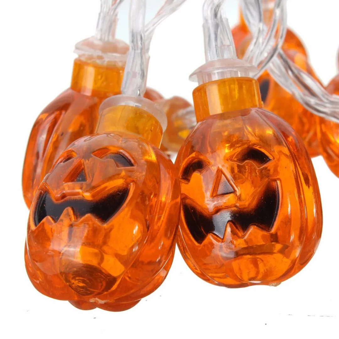 Newest  Novel 10 Pumpkin Heads Halloween Lights String Lantern Hanging Home Garden Decoration