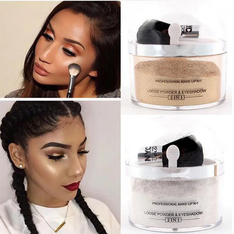 Hot Concealer Face Makeup Powder 2 In 1 Smooth Loose Powder With Brush