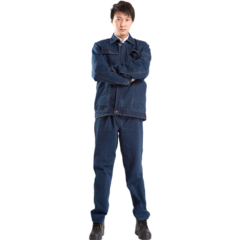 

Anti-scalding Burnt Denim Electric Welding Overalls Painting Locomotive Auto Repair Work Clothes Men's Large Size Suit New 2019