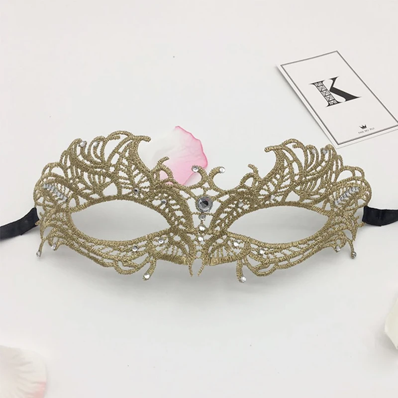 

Sexy Hollow lace Mask Women Party Cosplay Masquerade Dance Bar Gold thread diamond Half Face Mask Stage Performance Supplies