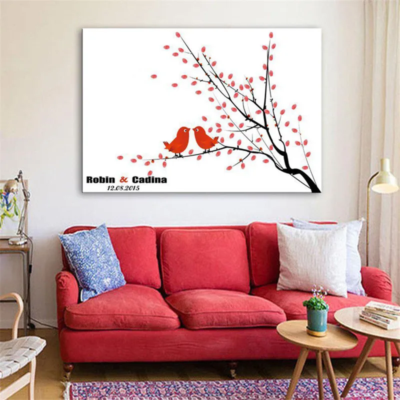 

Hot! Canvas Wedding Tree Fingerprint Guest Book Wedding Gift Decoration Party Supply Baby Shower Baptism Fingerprint Tree Ink