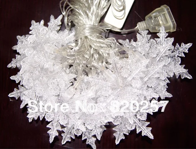

free shipping 2pcs/lot 5m colorful string with 20pcs snowflake string light , IP44 220V crystal pentament led lights