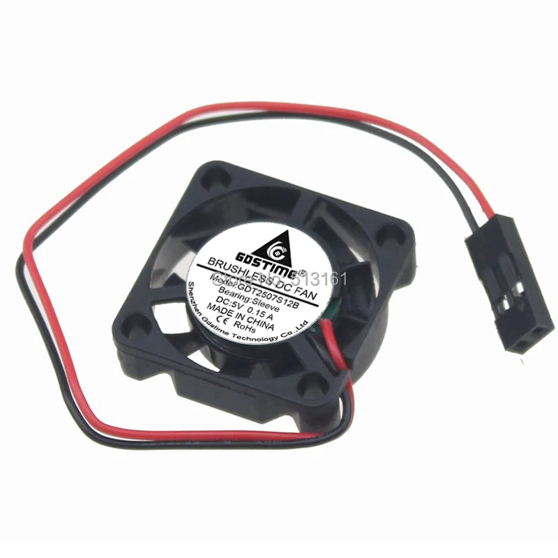 

Gdstime Mini Brushless DC Cooling Fan 25x25x7mm 25mm 2507 5V Dupont 2Pin