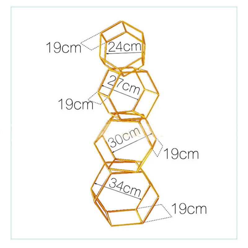 Flone Artificial Creative Hexagonal Wedding Background Layout T Station Road Lead Flowers Props Iron Art Scene Design Decoration (24)