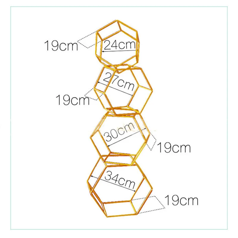 Искусственные креативные шестигранные Свадебные Вечерние Декорации для дома, золотисто-белые свадебные цветочные железные подставки, украшение арки