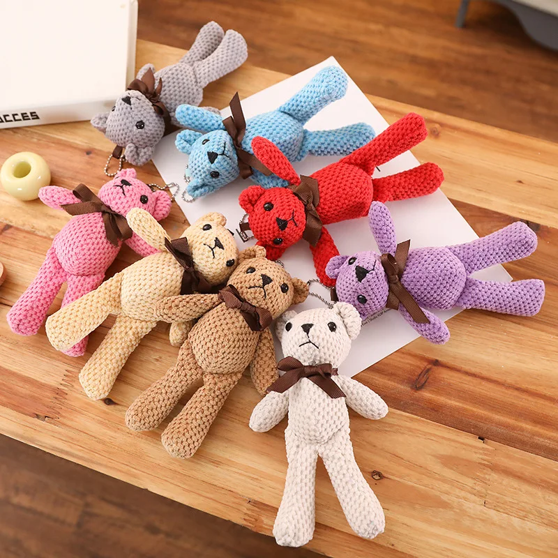 

Bear key chain bag pendant plush toy teddy bear car key chain bag hanging ornaments birthday gift for girl
