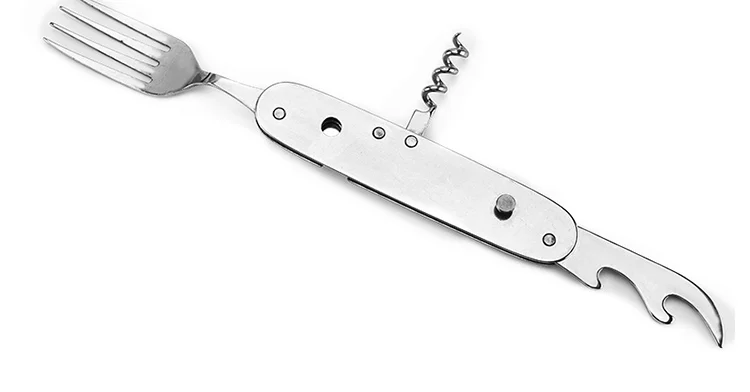 Высокое качество карманный нож из нержавеющей стали Scoop вилка Многофункциональный Столовые приборы 4 в 1 складной посуда набор посуды для
