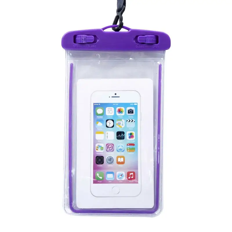 Сухая Сумка Водонепроницаемые сумки со светящимися подводными чехлами для телефона, сумки для плавания для универсальных всех моделей 3,5 дюймов-6 дюймов - Цвет: purple