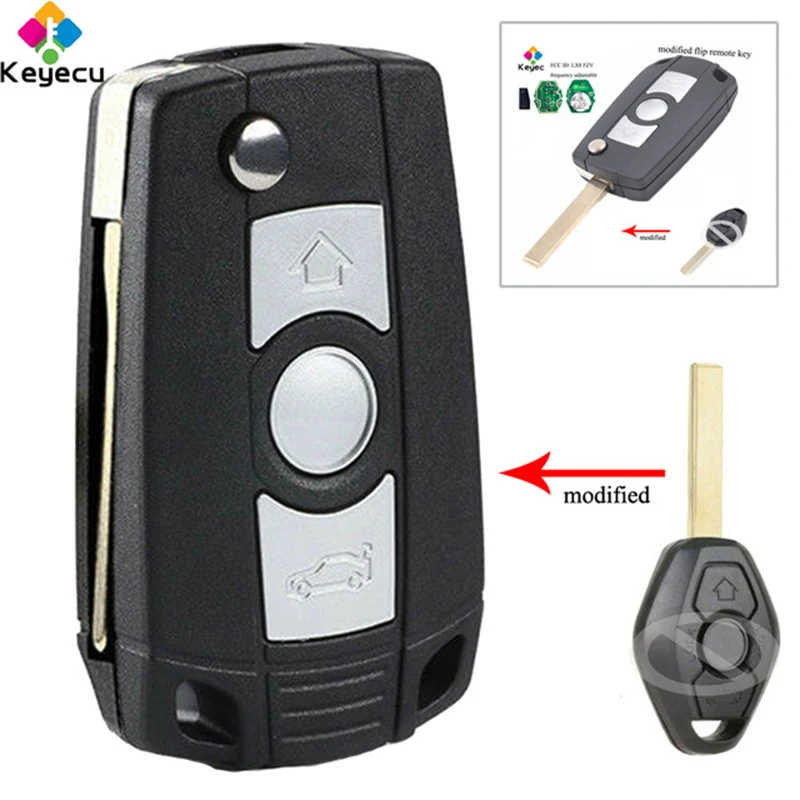 

KEYECU EWS Modified Folding Remote Control Key With 3 Button & 315MHz/ 434MHz & ID44 Chip - FOB for BMW E81 E46 E39 E63 E38