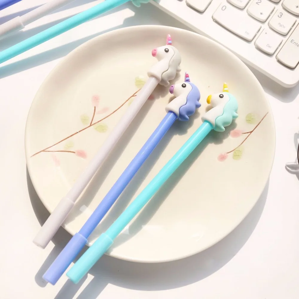 

3 pcs / Set gel pen unicorn kalem Kawai boligrafo caneta lapices canetas papelaria cute stationery material escolar pens