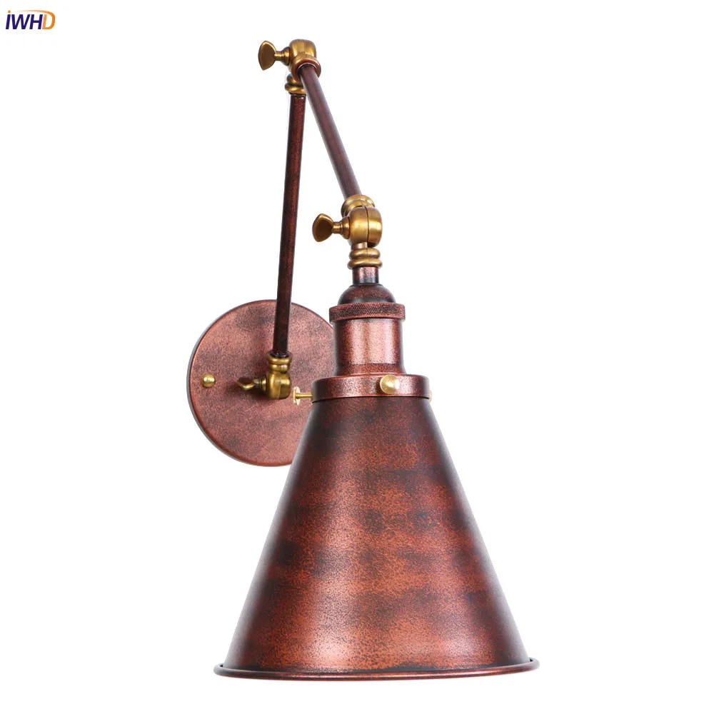  IWHD Rust Arm LED Wall Lights For Home Indoor Lighting Stair Hallway Loft Industrial Edison Wall Sc - 32916270243