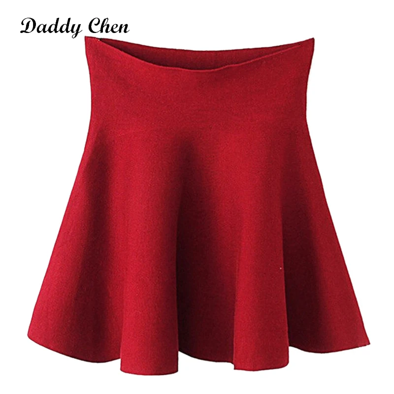 Папа Чен, женские плиссированные юбки с высокой талией, вязаная Короткая мини-юбка с эластичной резинкой на талии, для офиса, для школьниц, Saia Femininas, Осень-зима