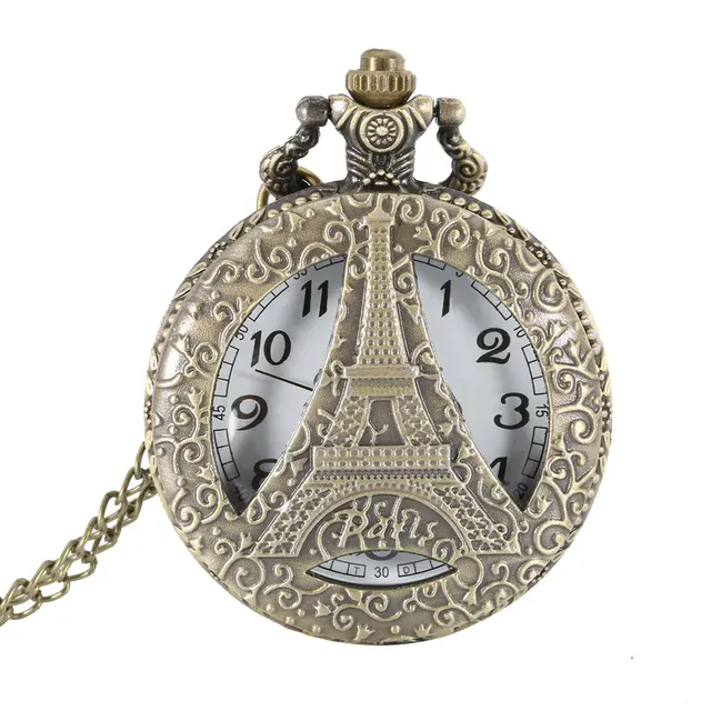 Hot New Timepiece Antique Vintage Hollow Eiffel Tower Style Pocket Watch Pendant Hot New Timepiece Antique Vintage Hollow Eiffel Tower Style Pocket Watch Pendant